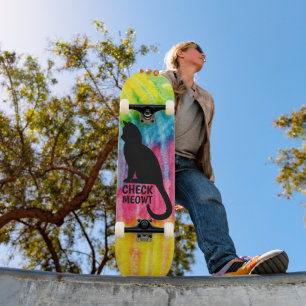Skate Cute Black Check Meowboard deck