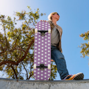 Skate Cute Chic Bolinhas Lavanda Roxo e Branco