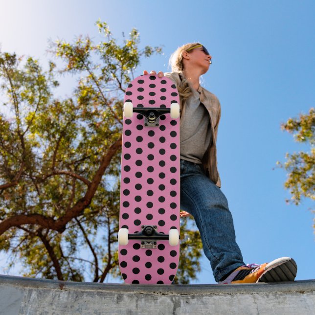 Skate Cute Chic Bolinhas Rosa e Preto (Ao ar livre 1)