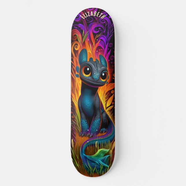 Skate Cute Dinosaur Fantasy Forest Cool Children Art (Frente)