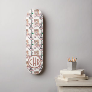 Skate Cute French Theme Monogram   France Landmarks