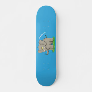 Skate Cute funny elephant with bird on trunk cartoon