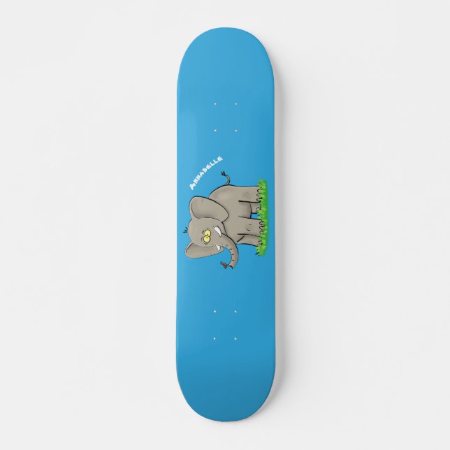 Skate Cute funny elephant with bird on trunk cartoon (Frente)