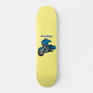 Skate Cute happy blue motorcycle cartoon