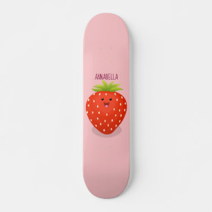 Skate Cute kawaii strawberry cartoon illustration