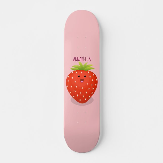 Skate Cute kawaii strawberry cartoon illustration (Frente)
