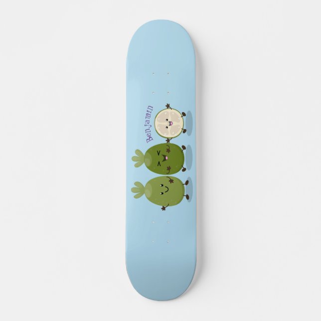 Skate Cute pineapple guava feijoa cartoon illustration (Frente)