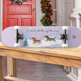 Skate Dachshances Através Do Natal Monograma Da Neve
