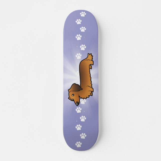 Skate Dachshund dos desenhos animados (longhair) (Frente)