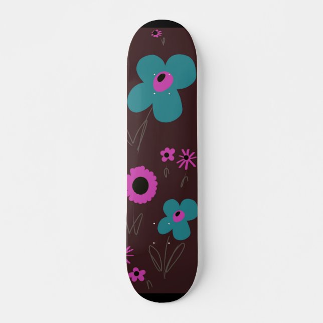 Skate Daisy Flowers Teal Magenta Black eggPlant (Frente)