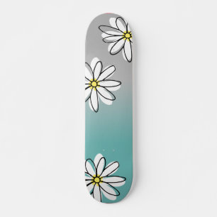 Skate Daisy Modren Teal Cinza Ombre Doodle