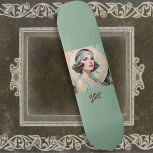 Skate Dama Elegante Art Déco Retro Monograma