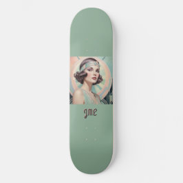 Skate Dama Inspirada no Art Déco com Monograma Retro Ele