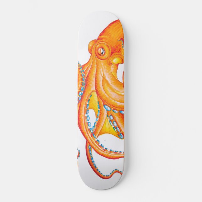 Skate Dança de Arte Tinta Octopus Vermelho Laranja (Frente)