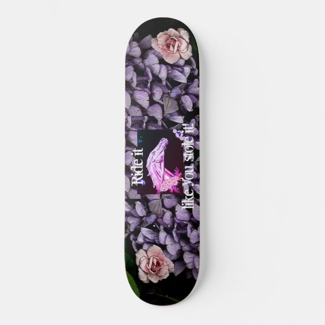 Skate das meninas com cavalo, flores (Frente)