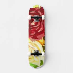 skate de arte de rosas vermelhas e amarelas