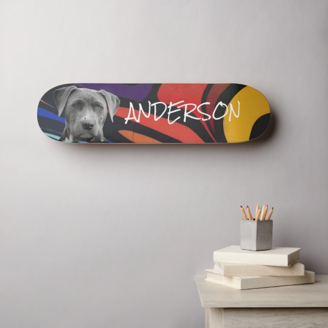 skate de cães da família de Grafites personalizado (Arte de parede (Horz))