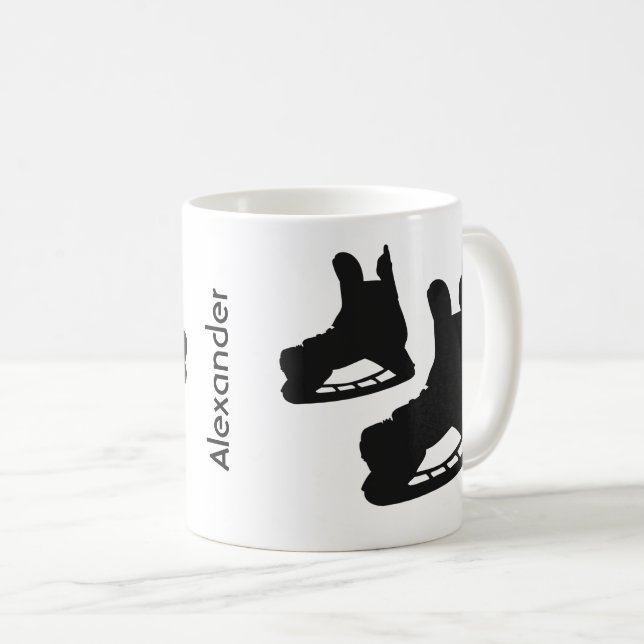 skate de caneca de hóquei no gelo branco preto (Frente Esquerda)
