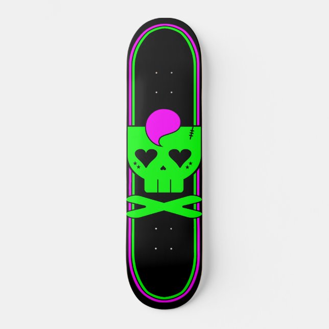 SKATE DECK DE CRÂNIO KAWAII DEATHROCK (Frente)