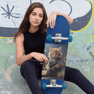 SKATE DECK DE PAINEL DE ESQUADROS DE GUITAR ROCKSTAR CAT