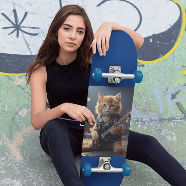 SKATE DECK DE PAINEL DE ESQUADROS DE GUITAR ROCKSTAR CAT (Criador carregado)