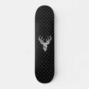 Skate Deer Head on Carbon Fiber Style Impressão