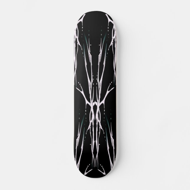 Skate Deer Skull Tribal Tattoo Design - branco em preto (Frente)