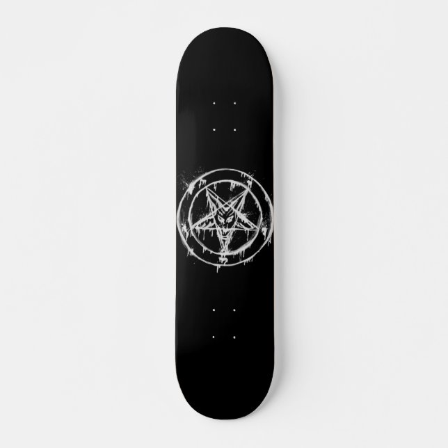 Skate desarrumado preto de Baphomet (Frente)
