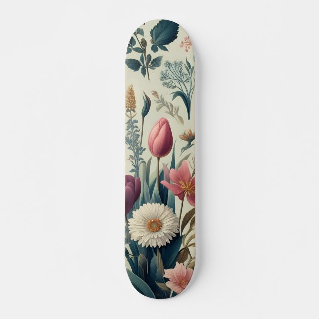 Skate Descubra o Padrão Botânico Floral de Primavera Inc (Frente)