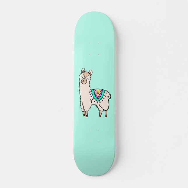 Skate desenho animado feliz lama alpaca (Frente)