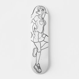 Skate Desenho branco preto da estudante de animação boni