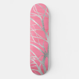 Skate Desenho de Árvore de outono de prata rosa elegante