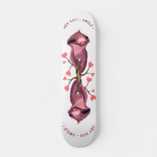 Skate Desenho de Cartoon Romântico Engraçado com Sorri