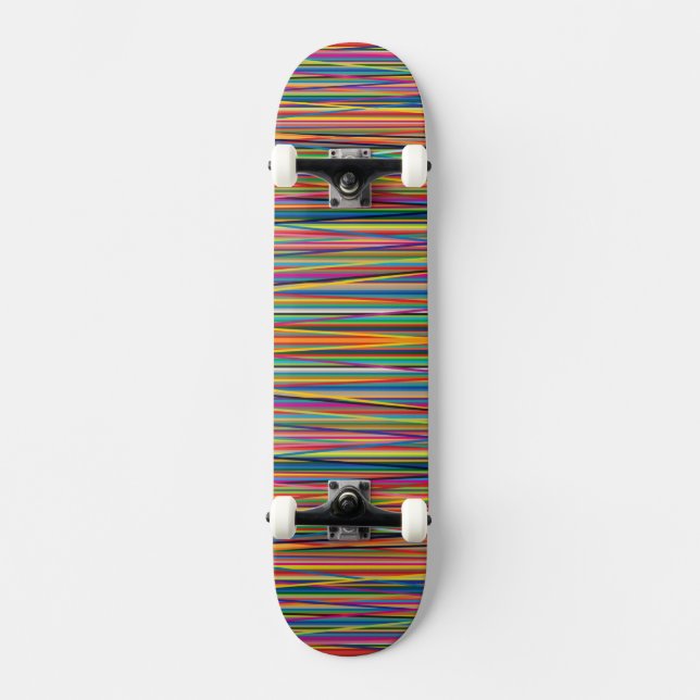 Skate Desenho de listras abstratas coloridas (Frente)