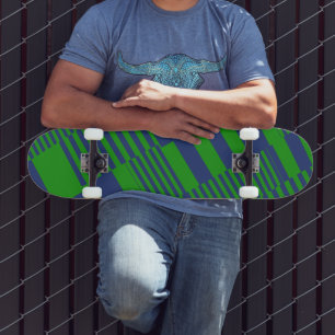 Skate Desenho de Listras Xadrez Azul Verde