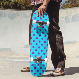 Skate Desenho de padrão de bolinhas azuis roxas