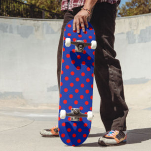 Skate Desenho de padrão de bolinhas vermelhas em azul 