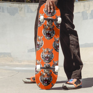 Skate Desenho de padrão de cabeça de tigre laranja
