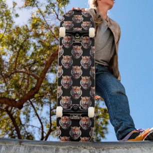Skate Desenho de padrão de cabeça de tigre - Preto