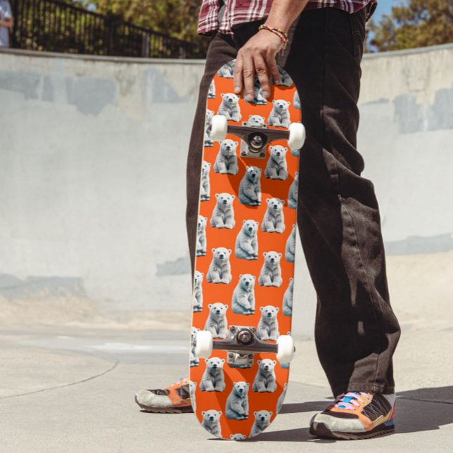 Skate Desenho de padrão de urso polar em laranja (Criador carregado)
