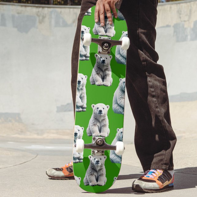 Skate Desenho de padrão de urso polar verde (Criador carregado)