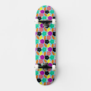 Skate desenho de padrões de flores coloridas