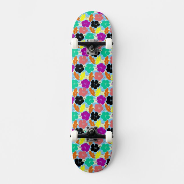 Skate desenho de padrões de flores coloridas (Frente)