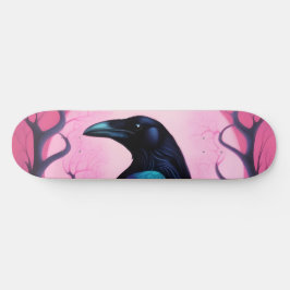 Skate Desenho de um corvo sobre fundo rosa-néon