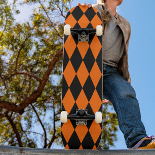 Skate Desenho de Xadrez de Diamantes Arlequim Preto Lara