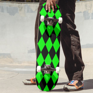 Skate Desenho de Xadrez de Diamantes Harlequim Preto Ver