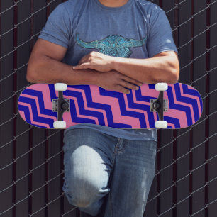 Skate Desenho de Ziguezague Chevron Rosa Azul