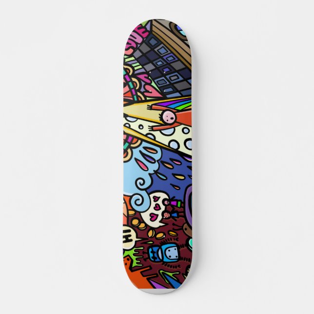 Skate Desenho em quadrinhos colorido (Frente)