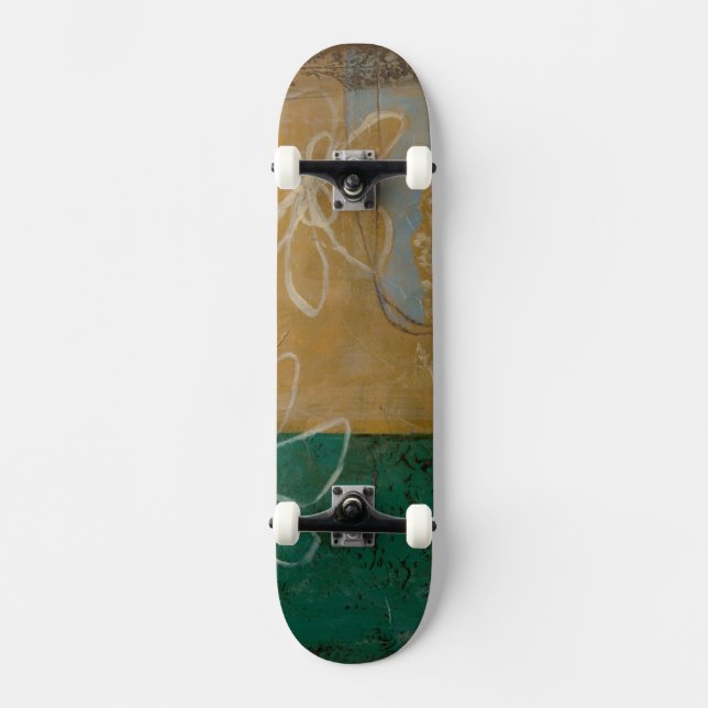 Skate Desenho Floral com flor selvagem e plantas (Frente)