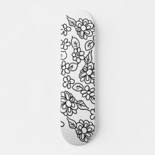 Skate Desenho floral preto e branco